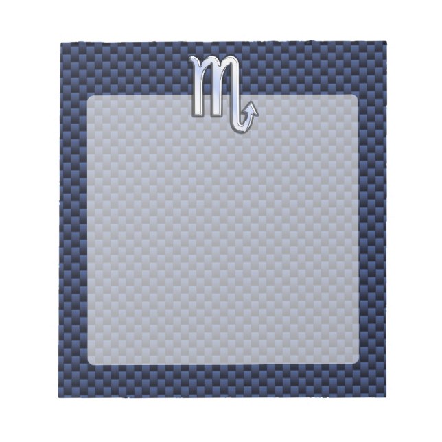 Scorpio Zodiac Sign navy blaue Kohlefaser Dekorati Notizblock (Vorderseite)