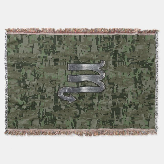 Scorpio Zodiac Sign Woodland Digital Camouflage Decke (Vorderseite)