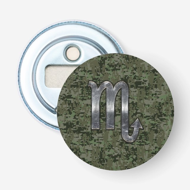 Scorpio Zodiac Sign Woodland Digital Camouflage Flaschenöffner (Vorderseite)