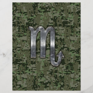 Scorpio Zodiac Signage Woodland Digitale Camouflag Flyer