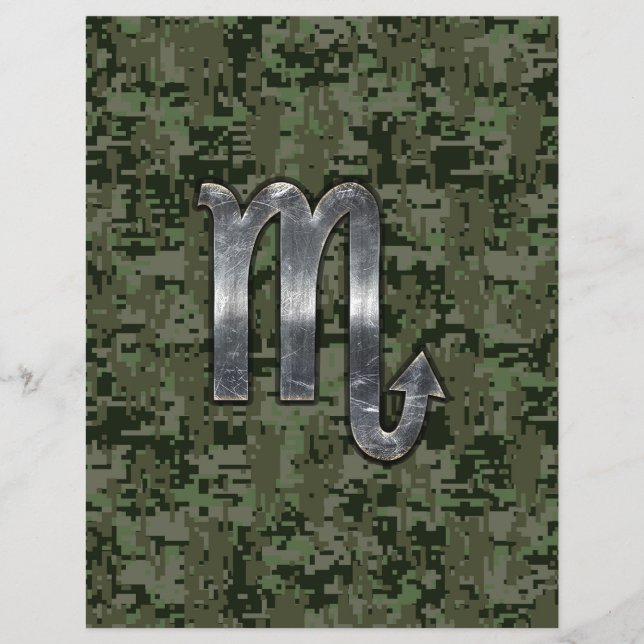 Scorpio Zodiac Signage Woodland Digitale Camouflag Flyer (Vorne)