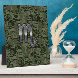 Scorpio Zodiac Signage Woodland Digitale Camouflag Fotoplatte