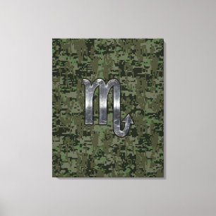 Scorpio Zodiac Signage Woodland Digitale Camouflag Leinwanddruck