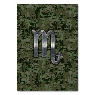 Scorpio Zodiac Signage Woodland Digitale Camouflag Tischnummer