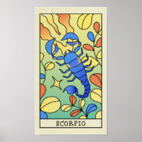 Scorpio Zodiac Signature Abstrakt Art Vintage Post