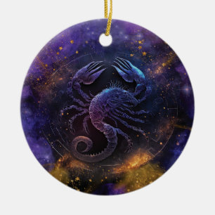 Scorpio Zodiac Signature Watercolor Design Keramik Ornament