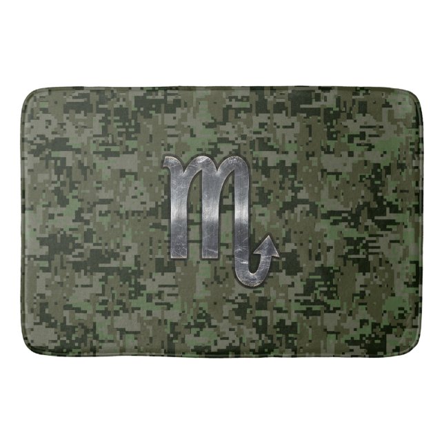 Scorpio Zodiac Signature Woodland Green Digital Ca Badematte (Vorderseite)