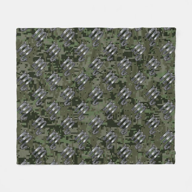 Scorpio Zodiac Signature Woodland Green Digital Ca Fleecedecke (Vorderseite (Horizontal))