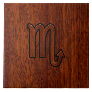 Scorpio Zodiac Signierung im Mahogany Brown Style Fliese