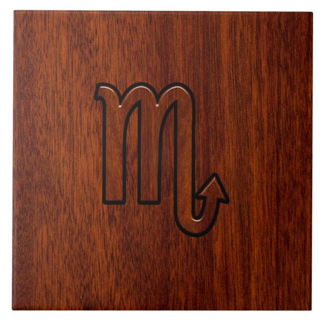 Scorpio Zodiac Signierung im Mahogany Brown Style Fliese (Vorderseite)