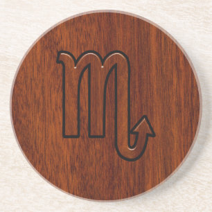 Scorpio Zodiac Signierung im Mahogany Brown Style Sandstein Untersetzer