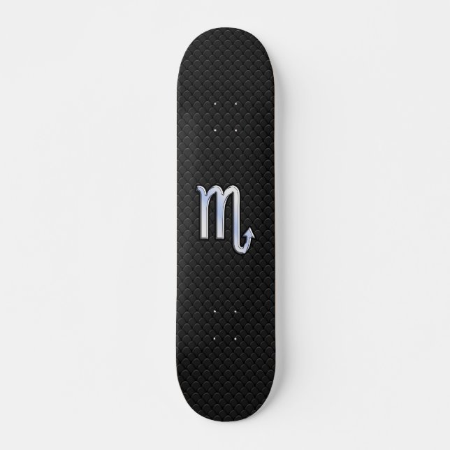 Scorpio Zodiac Silver Signieren schwarze Schlangen Skateboard (Vorne)