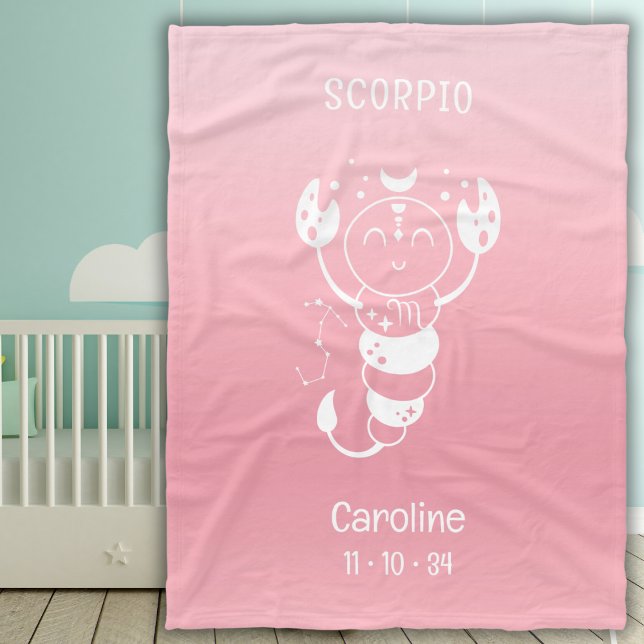 Scorpio Zodiac Star Name Geburtsdatum Pink Baby Fleecedecke (Von Creator hochgeladen)