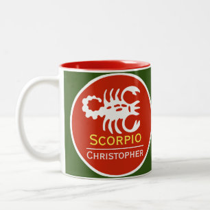 Scorpio Zodiac Star Sign mit dem Namen des Eigentü Zweifarbige Tasse