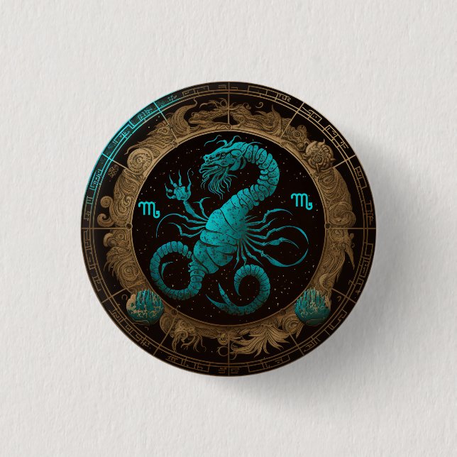 Scorpio Zodiac Star Signatur Button (Vorderseite)