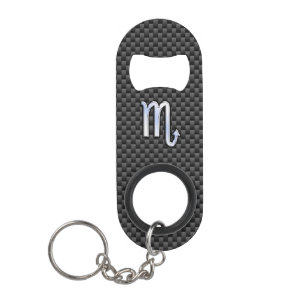 Scorpio Zodiac Symbol auf Carbon Fibre Print Schlüsselanhänger Flaschenöffner