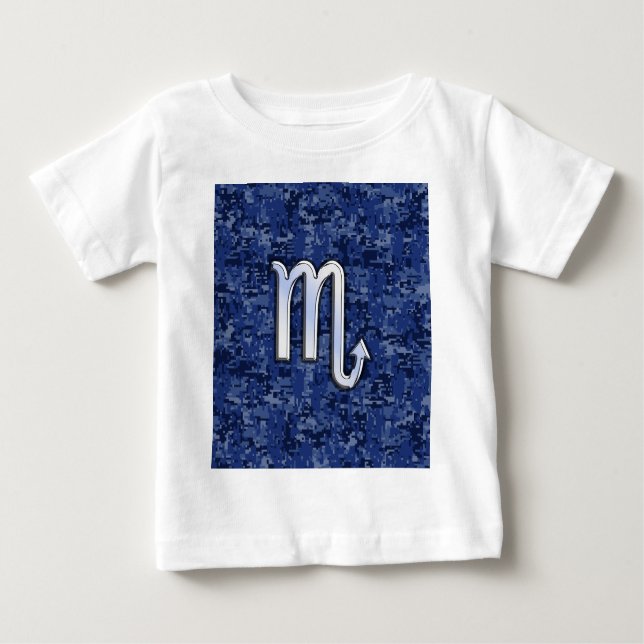 Scorpio Zodiac-Symbol auf Navy Blue-Camouflage Baby T-shirt (Vorderseite)