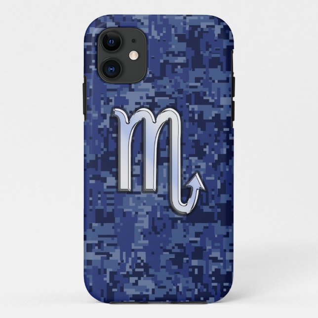 Scorpio Zodiac-Symbol auf Navy Blue-Camouflage Case-Mate iPhone Hülle (Rückseite)