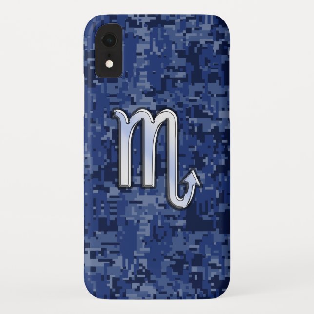 Scorpio Zodiac-Symbol auf Navy Blue-Camouflage Case-Mate iPhone Hülle (Rückseite)