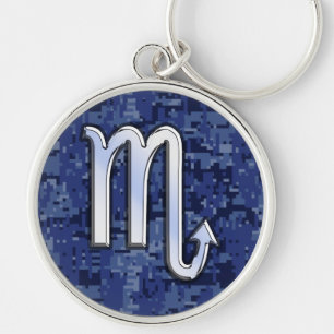 Scorpio Zodiac-Symbol auf Navy Blue-Camouflage Schlüsselanhänger