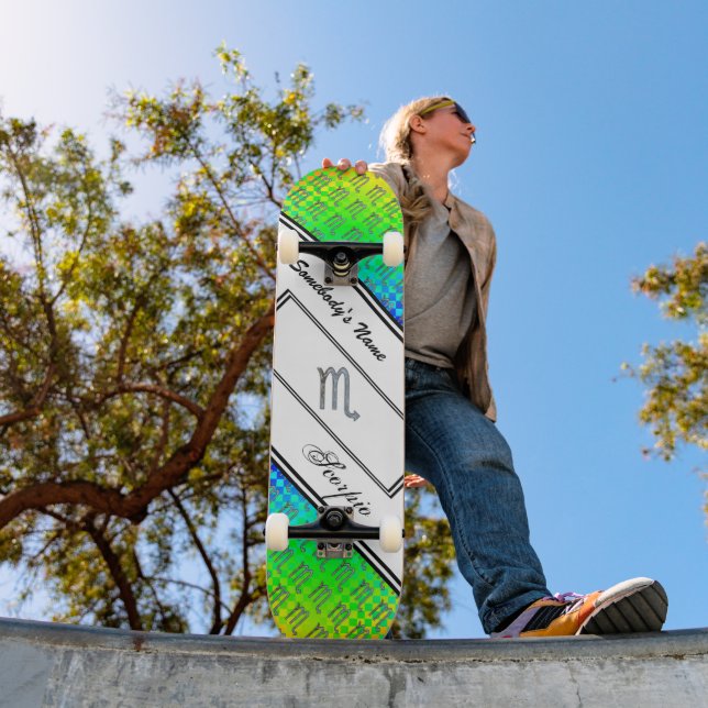 Scorpio Zodiac Symbol Element von Kenneth Yoncich Skateboard (Außenbereich 1)