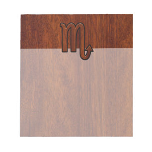 Scorpio Zodiac-Symbol im Mahogany-Stil Notizblock