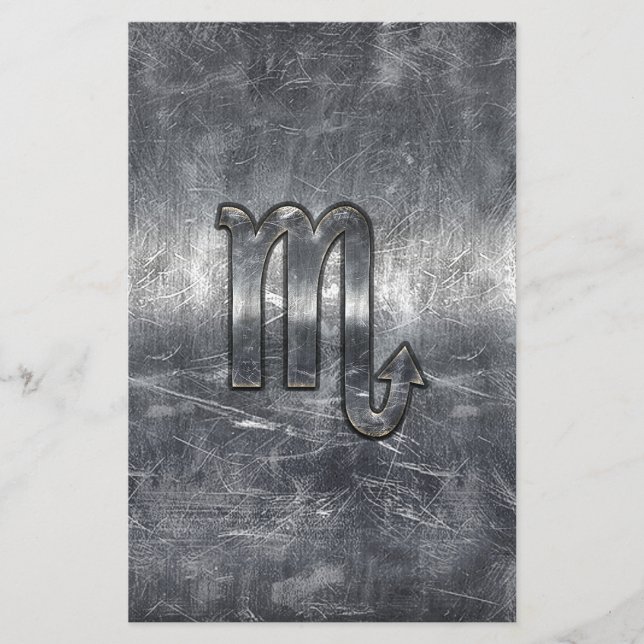 Scorpio Zodiac Symbol in Grunge Metallic Style Briefpapier (Vorderseite)