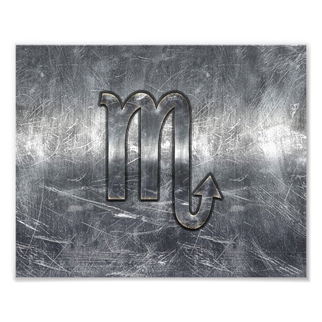 Scorpio Zodiac Symbol in Grunge Metallic Style Fotodruck (Vorne)