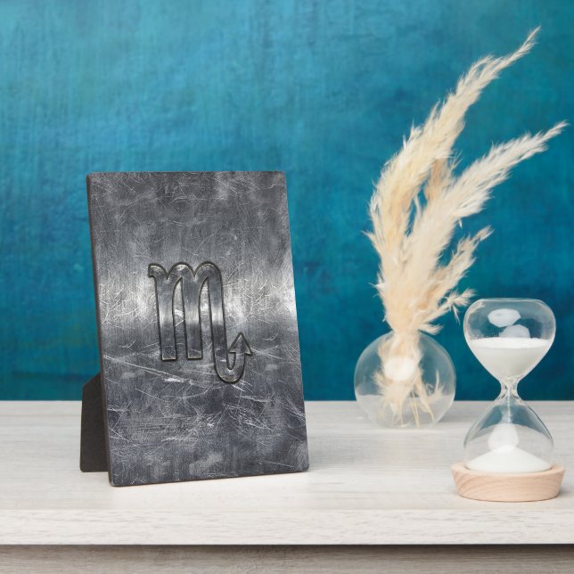 Scorpio Zodiac Symbol in Grunge Metallic Style Fotoplatte (Seite)