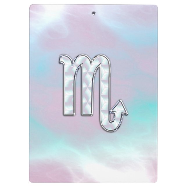 Scorpio Zodiac Symbol in Mutter Perlenstil Klemmbrett (Rückseite)