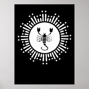 Scorpio Zodiac-Symbol mit Radiant-Sternexplosion Poster