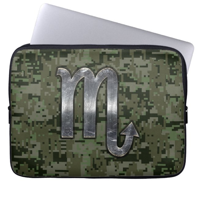 Scorpio Zodiac Symbol Olive Green Digitale Camoufl Laptopschutzhülle (Vorderseite)