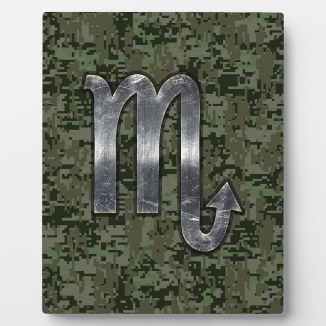 Scorpio Zodiac Symbol Woodland Digitale Camouflage Fotoplatte (Vorderseite)