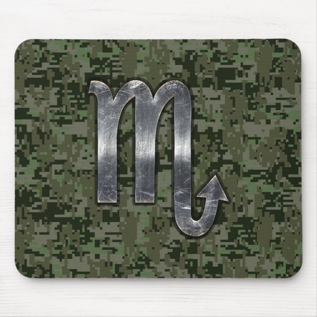 Scorpio Zodiac Symbol Woodland Digitale Camouflage Mousepad (Vorne)