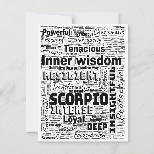 Scorpio Zodiac Word Cloud Inspiration Flachkarte (Vorderseite)