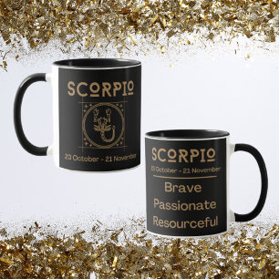 Scorpio Zodiac Zeichen mit Symbol und Eigenschafte Tasse