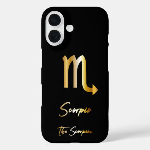 Scorpio Zodiac Zeichen, Schwarz & Gold iPhone 16 Hülle