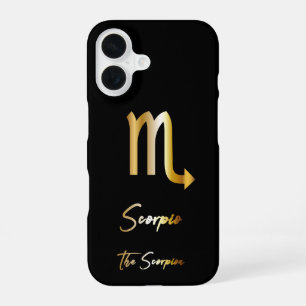 Scorpio Zodiac Zeichen, Schwarz & Gold iPhone 16 Hülle