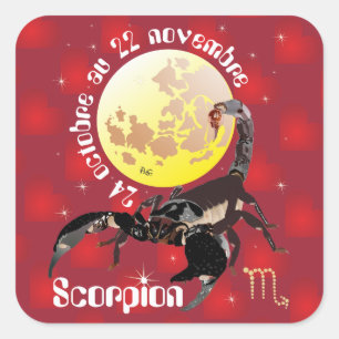 Scorpion 24 octobre au 22 novembre Autocollant Quadratischer Aufkleber