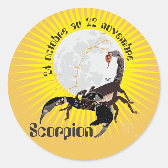 Scorpion 24 octobre au 22 novembre Autocollant Runder Aufkleber (Vorderseite)
