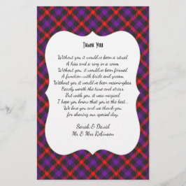 Scotch Clan Tartan Wedding Gedicht Danke Scroll