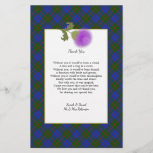 Scotch Clan Tartan Wedding Gedicht Danke Scroll Flyer