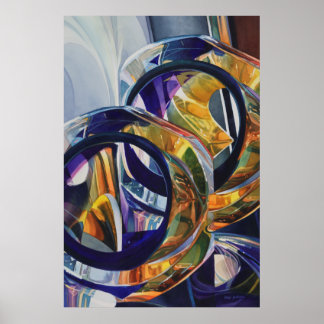 "Scotch on Rocks" Art Glass Wasserfarbe Poster