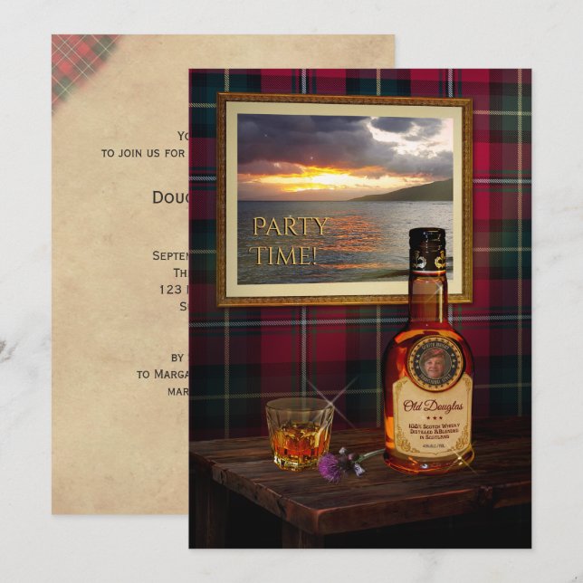 Scotch Whisky Birthday Invitation (anpassbar) Einladung (Vorne/Hinten)