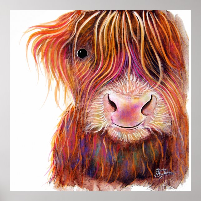 SCoTiSH HigHLaND CoW ' THe KiD 2 ' von SHiRLeY Mac Poster (Vorne)