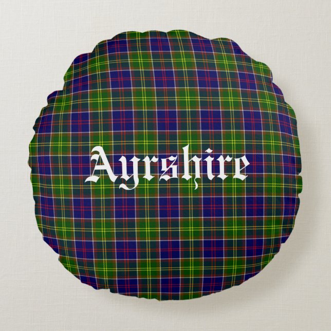 Scotland Ayrshire District Tartan Rundes Kissen (Vorderseite)