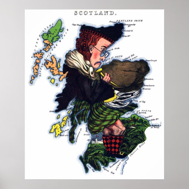 Scotland Caricature Map Poster (Vorne)