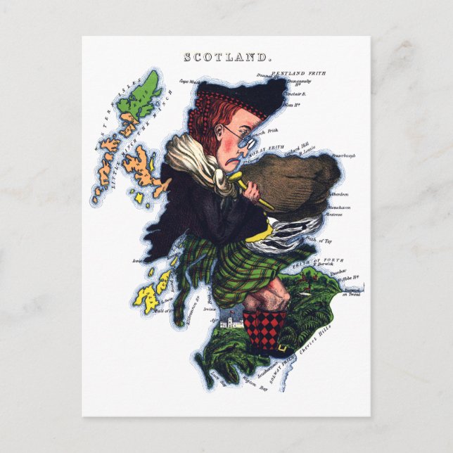 Scotland Caricature Map Postkarte (Vorderseite)