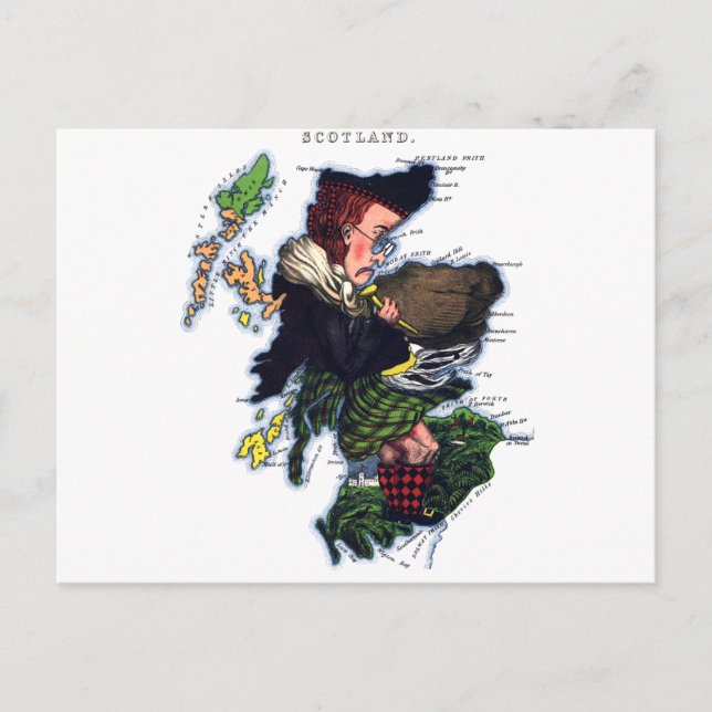 Scotland Caricature Map Postkarte (Vorderseite)