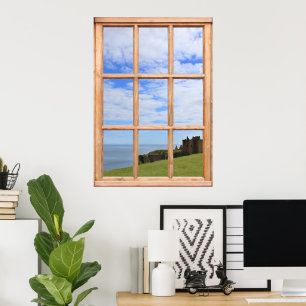 Scotland Castle, Sky and Ocean View aus einem Fens Poster